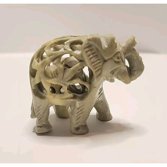 Vtg Hand Carved Soapstone Mother Elephant w/ Baby Inside Fertility Made India - Picture 5 of 8